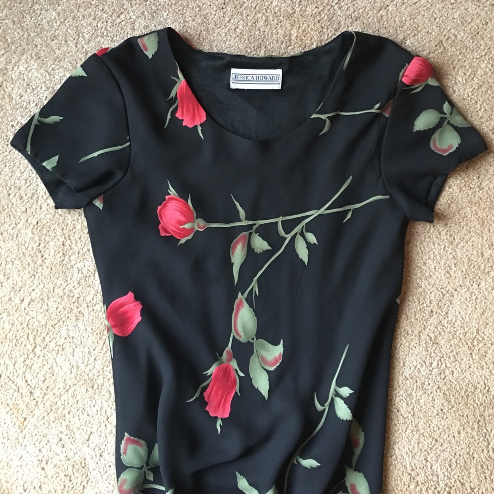 Ladies Medium (size 8-10) black floral dress