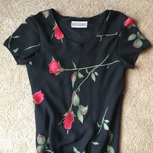 Ladies Medium (size 8-10) black floral dress