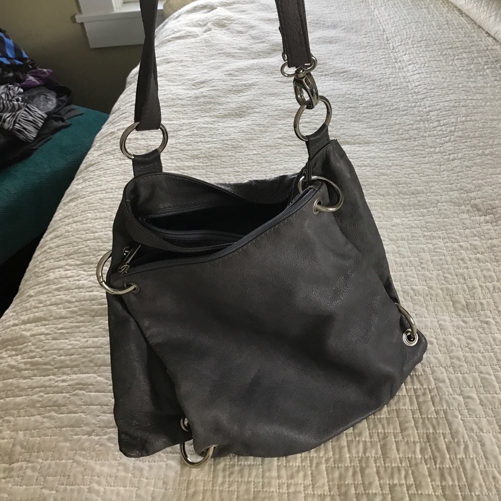 Unique gray leather bag from Italy!