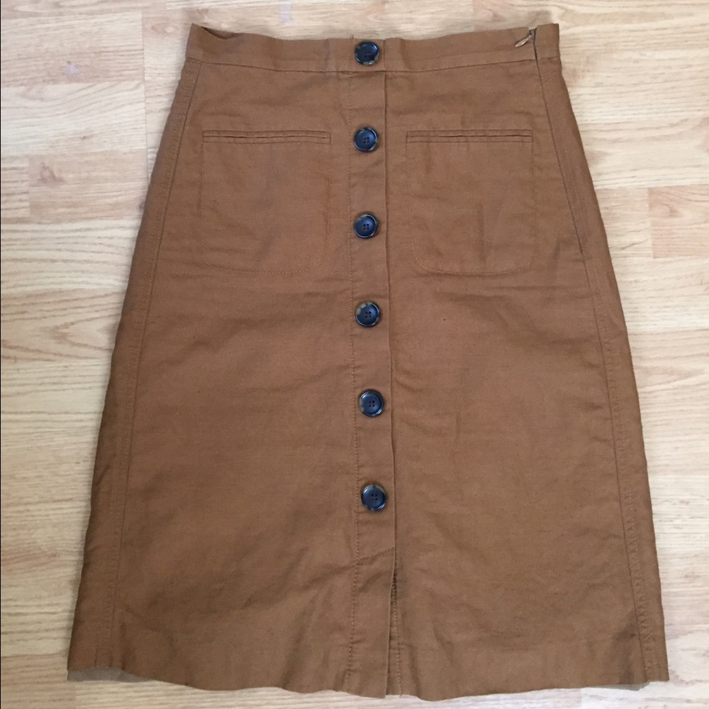 Ann Taylor, Khaki Long Button Down Skirt