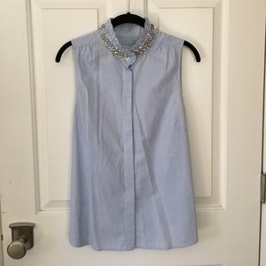 JCrew Embellished Sleeveless Button Up