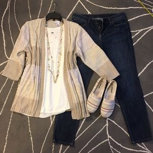 Tan and cream 3/4 length sleeve cardigan XL