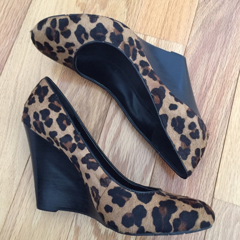 Leopard Calf Hair Wedge Heels