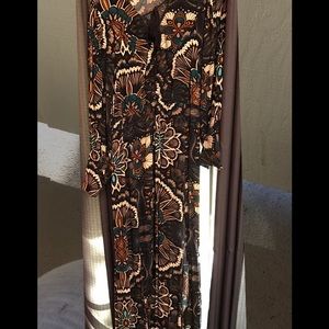 Bell Sleeve 70's style maxi dress side slits