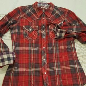 True Religion plaid shirt womens