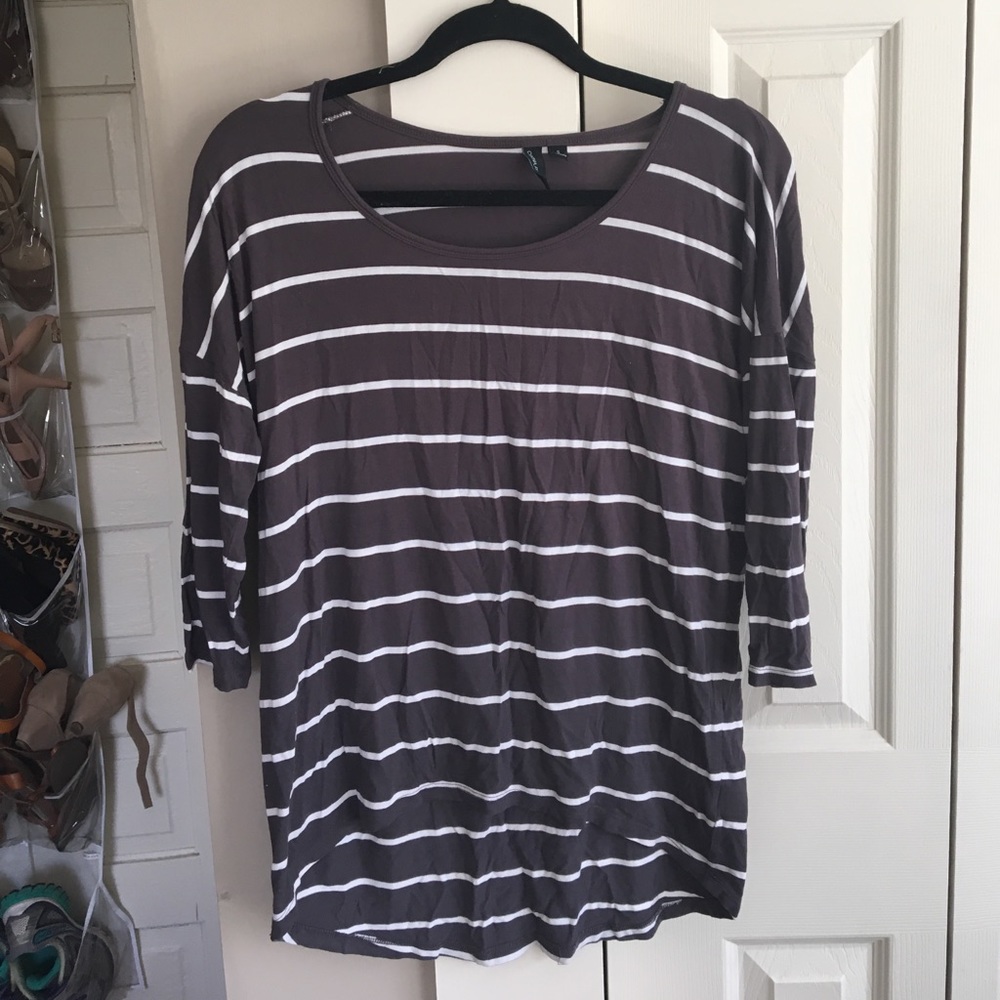Cynthia Rowley Gray Stripe Tee