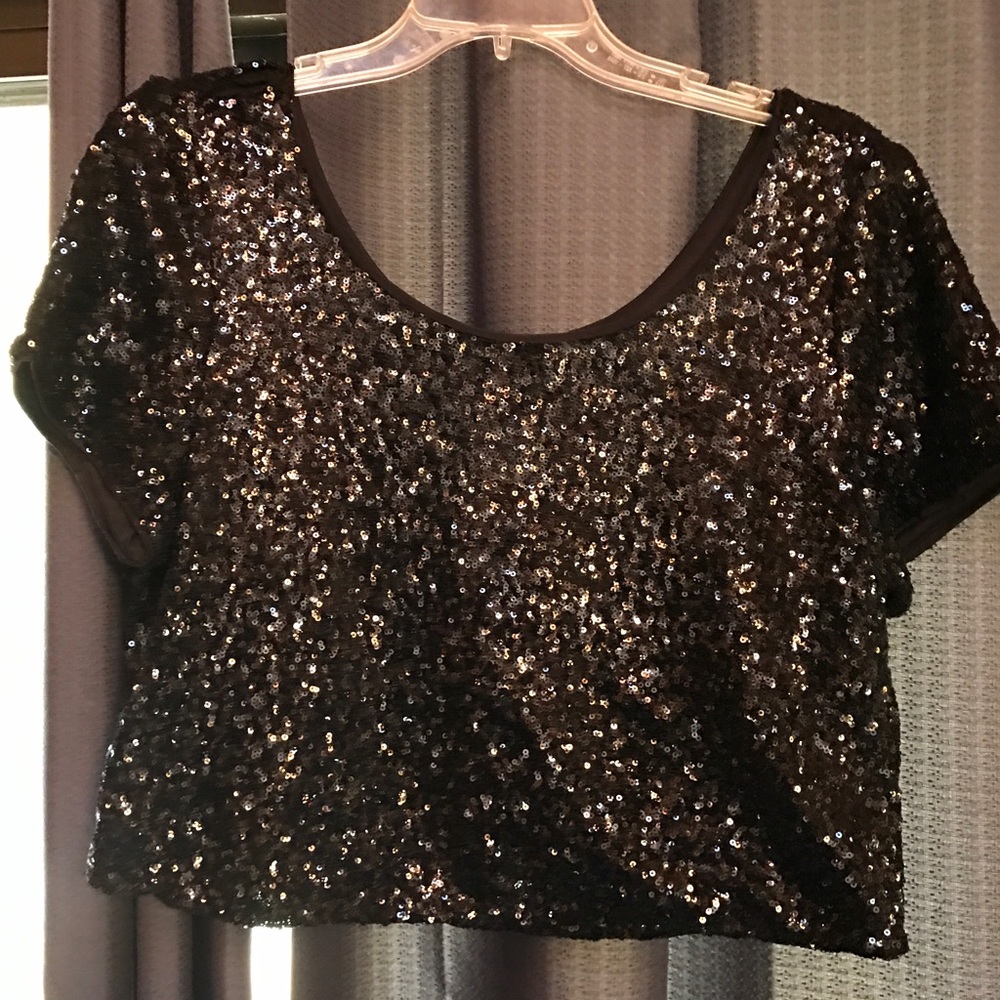 Black sequined crop top
