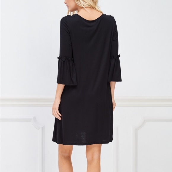 Asymmetrical Bell Sleeve Dress - Picture 4 of 5