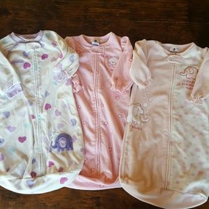 💕3 / $15💕  3 Girls Sleep Sacks 0-9 mo.