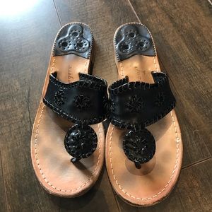 Jack Rogers Black WIDE Hamptons Sandal