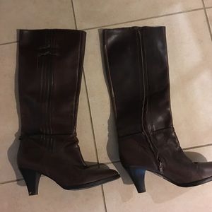 Frye knee high dark brown leather boots
