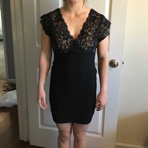 Bebe brand black/nude lace dress size Medium