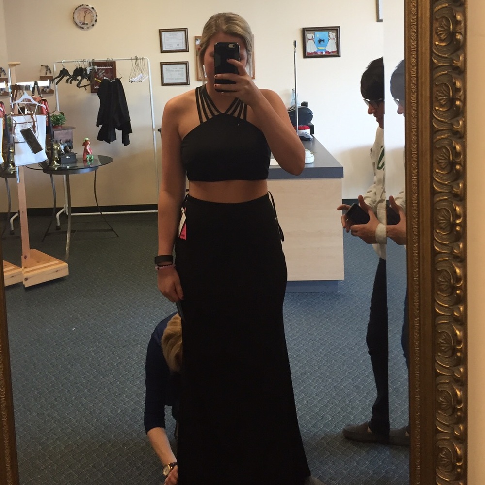 Two Piece Prom Dress with Mesh Cross Back