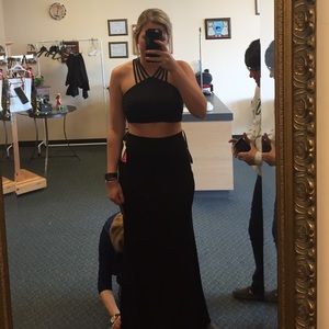 Two Piece Prom Dress with Mesh Cross Back