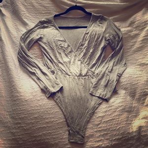 Grey surplice bodysuit