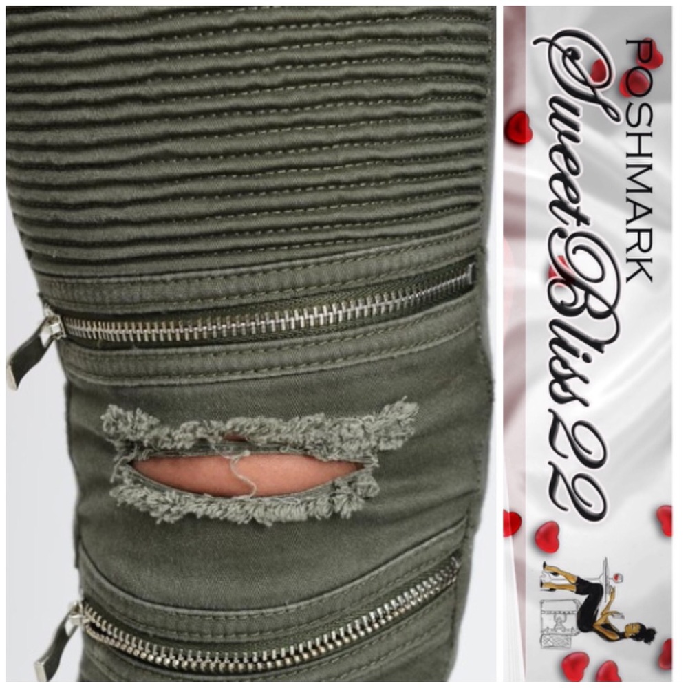 💋RESTOCKED Olive Moto Jeggings💋 - Picture 4 of 4