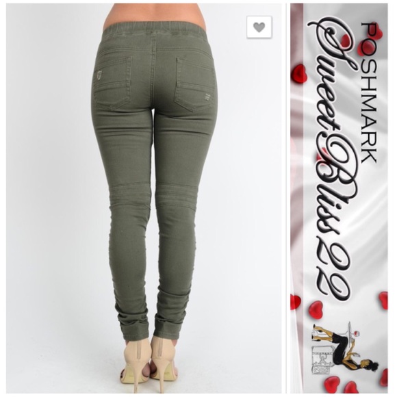 💋RESTOCKED Olive Moto Jeggings💋 - Picture 2 of 4