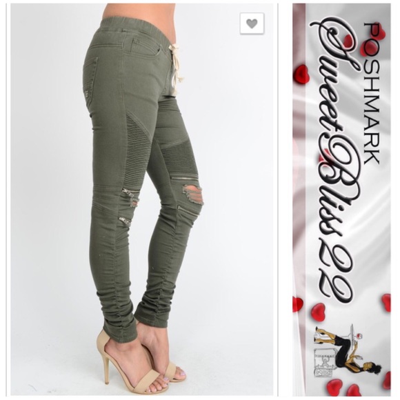 💋RESTOCKED Olive Moto Jeggings💋 - Picture 3 of 4