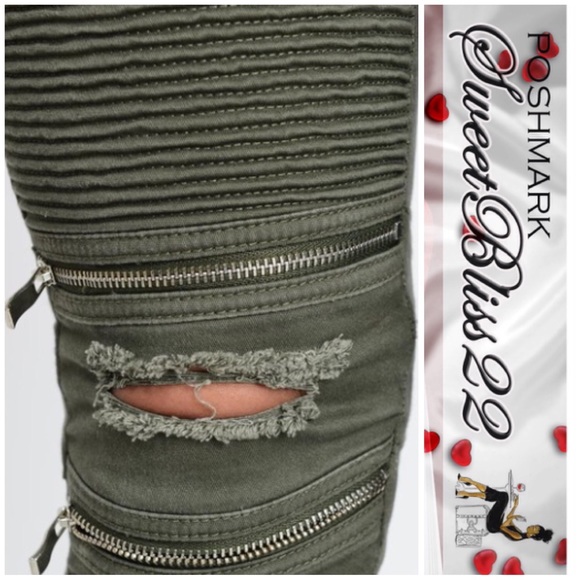 💋RESTOCKED Olive Moto Jeggings💋 - Picture 4 of 4