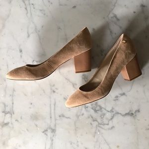 Calvin Klein Kasey Suede Heels in Cameo Rose