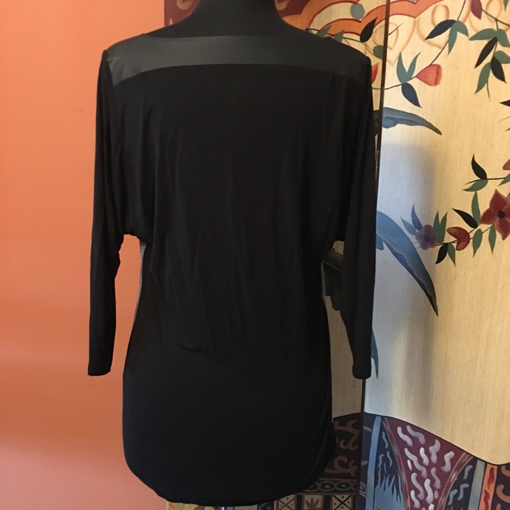 New York & Co. Top with Faux Leather Accents - Picture 3 of 8