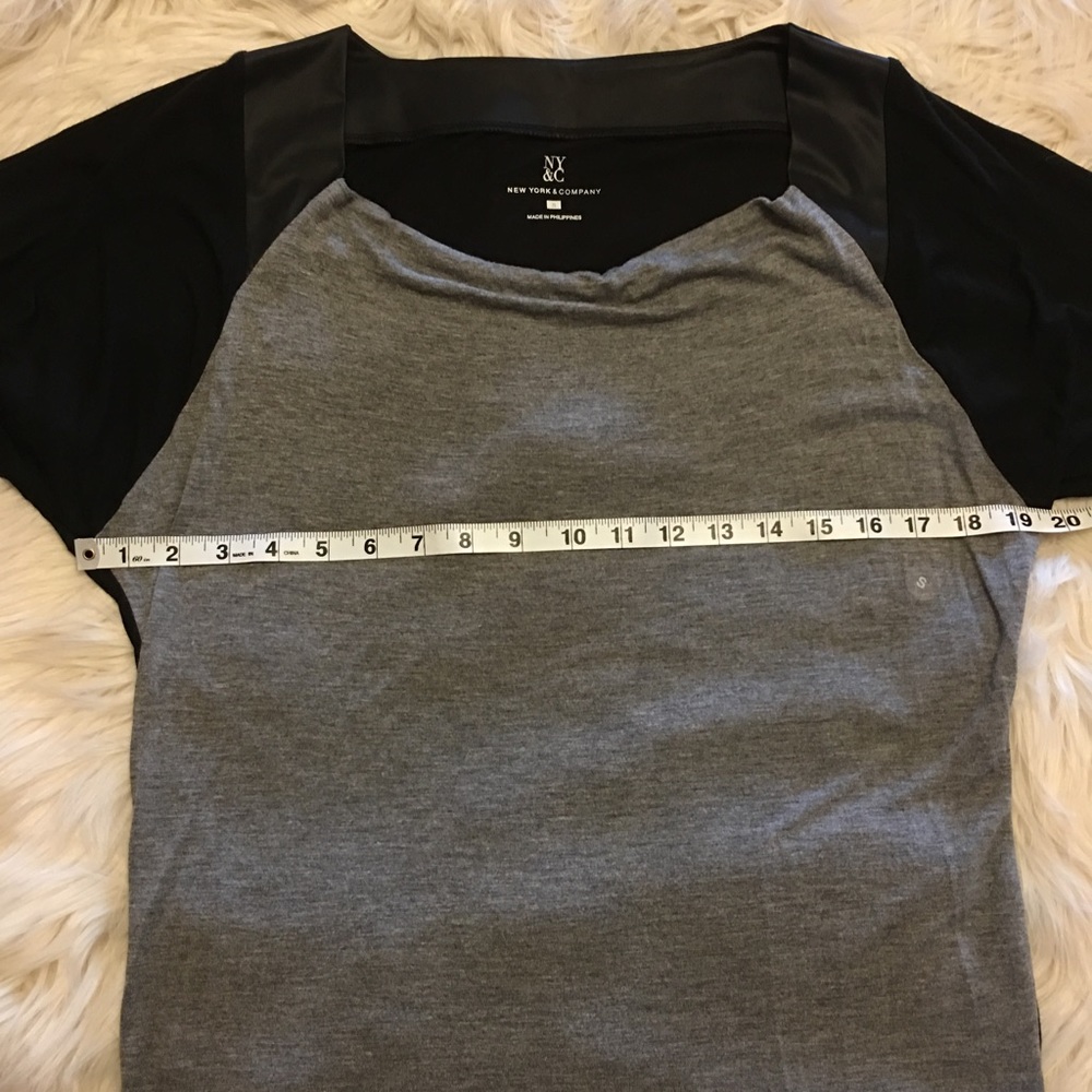 New York & Co. Top with Faux Leather Accents - Picture 4 of 8