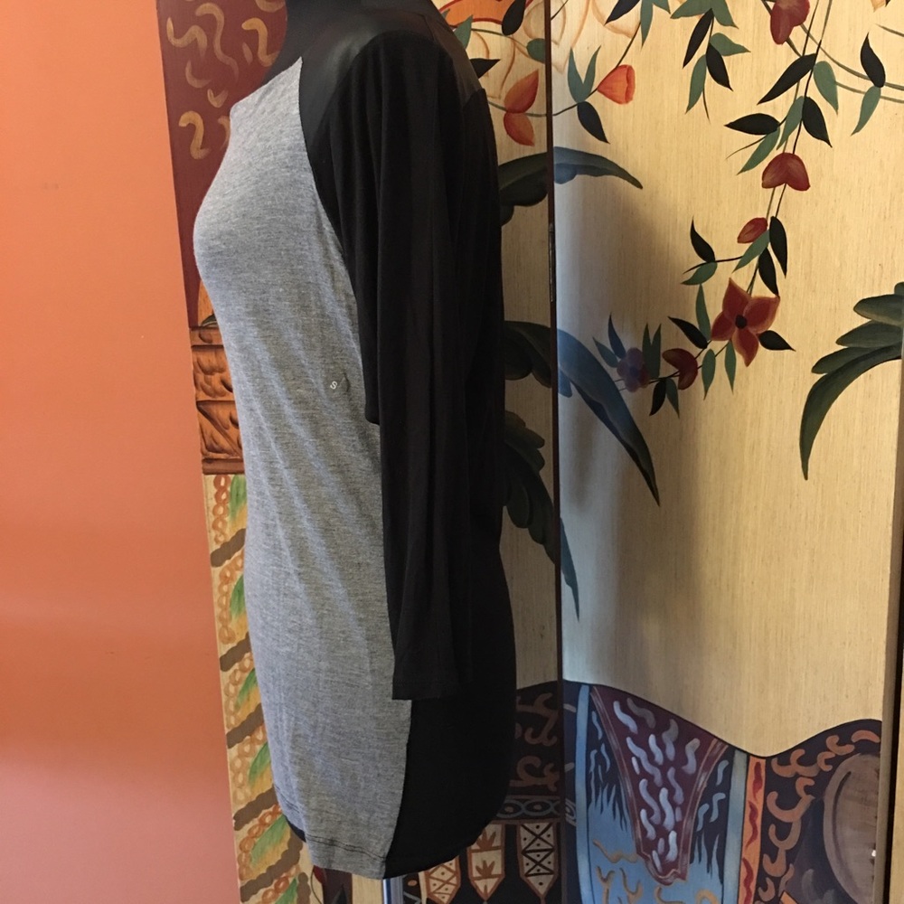 New York & Co. Top with Faux Leather Accents - Picture 7 of 8