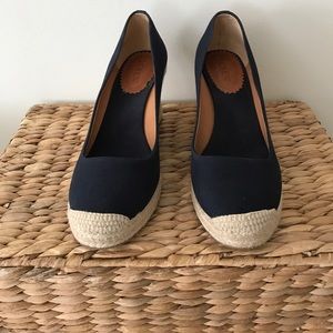 J.Crew Factory Navy Blue Espadrille Wedges