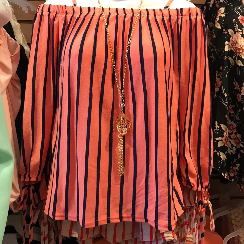 Stripped orange shirts