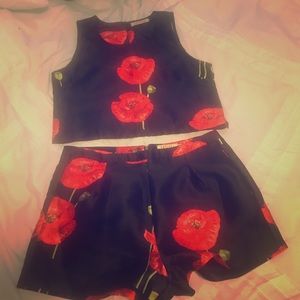 Two piece floral crop top & short set