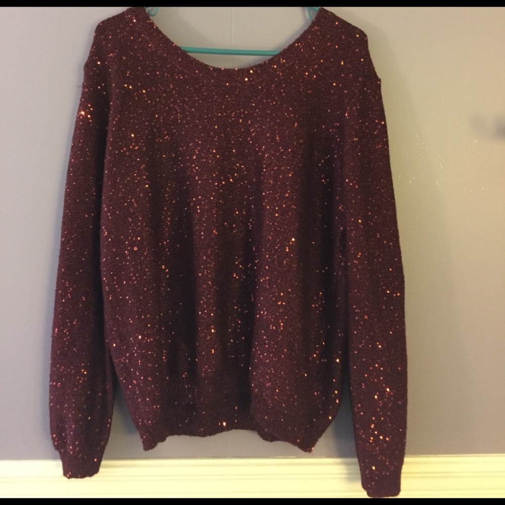 Burgundy sequined sweater