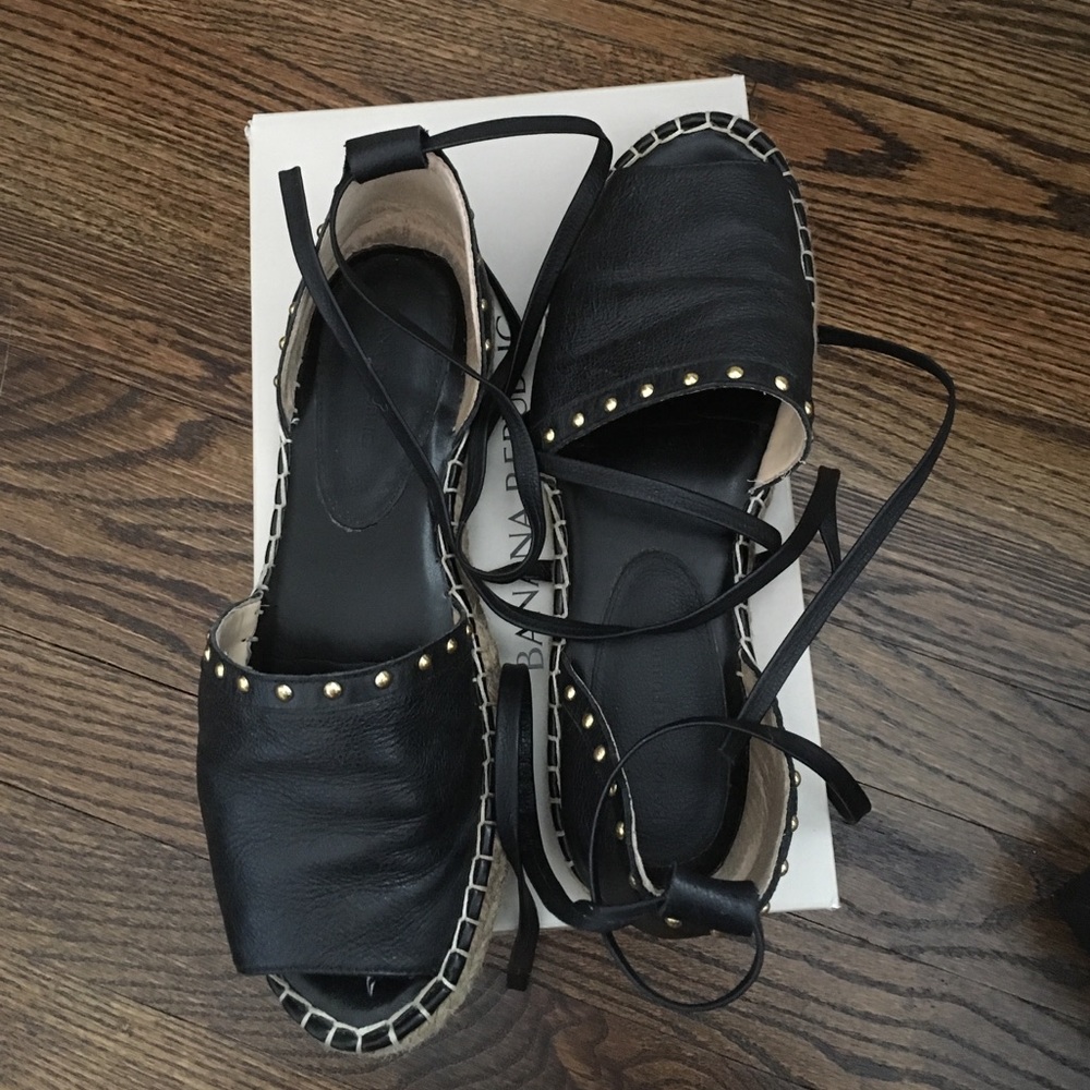 Studded lace up espadrilles
