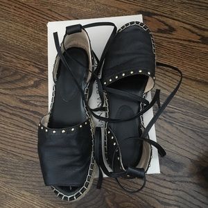 Studded lace up espadrilles