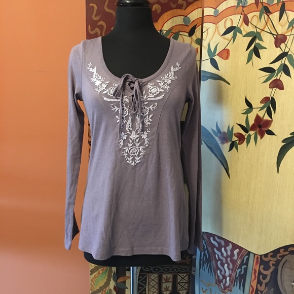 Ludi Tops - Lovely Lavender Long Sleeve Embroidered Top