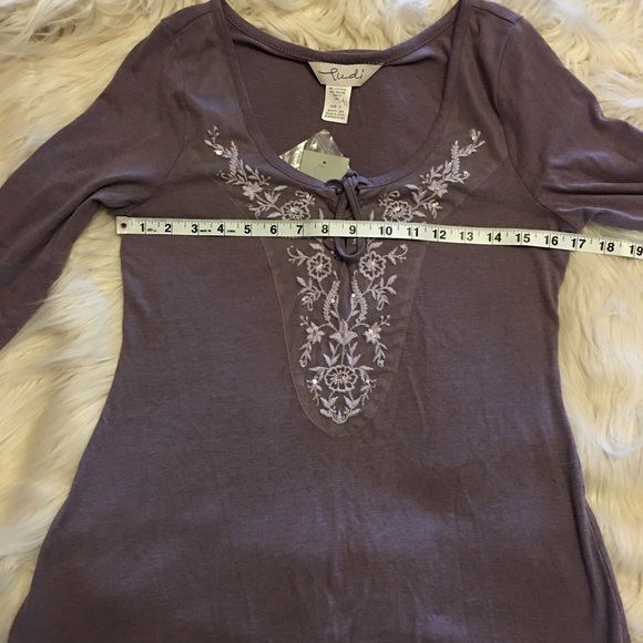 Lovely Lavender Long Sleeve Embroidered Top - Picture 4 of 4