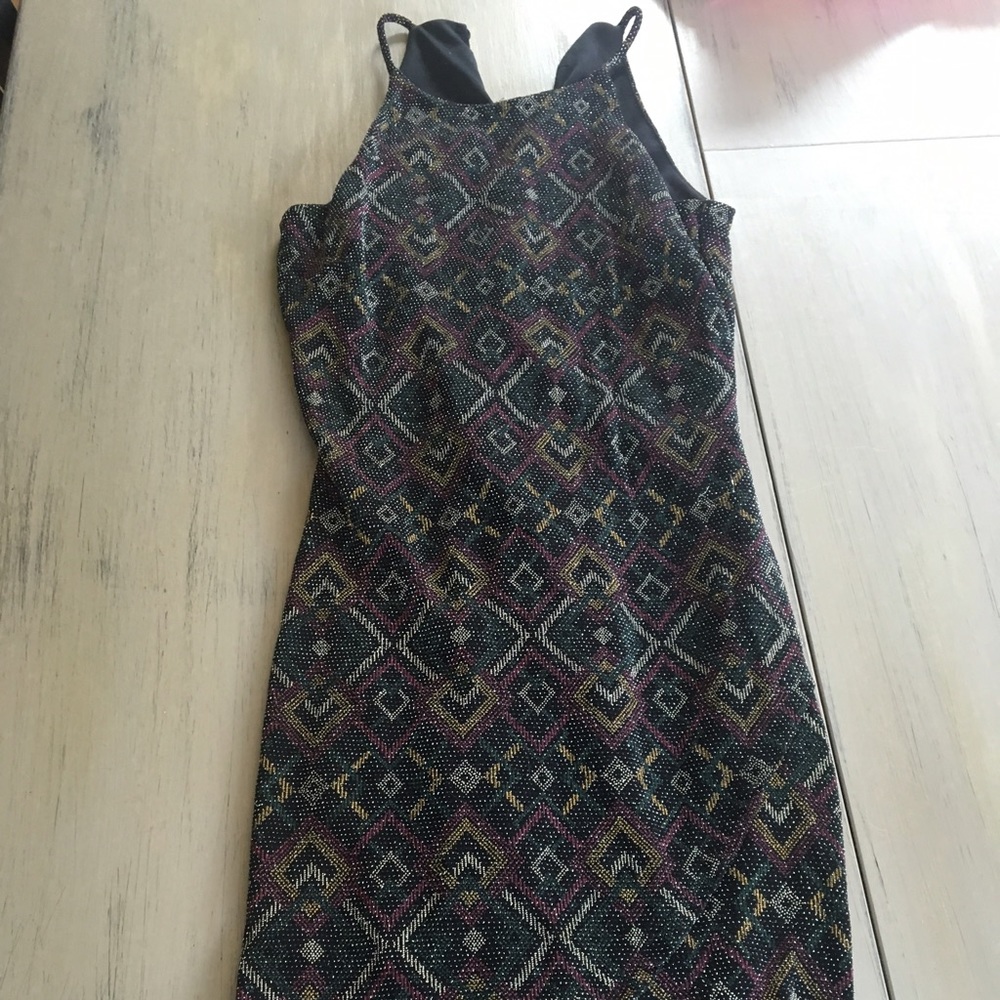 Glitter Aztec body con dress