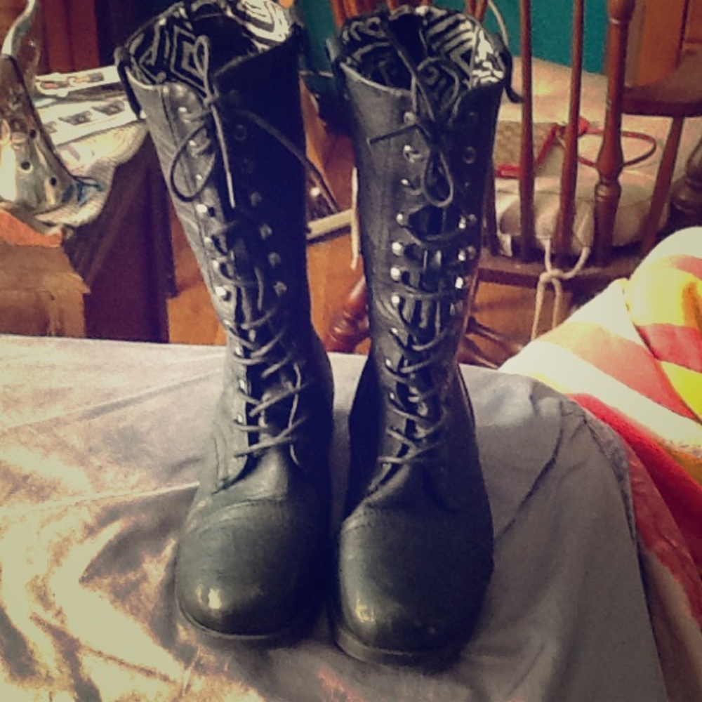 black combat boots