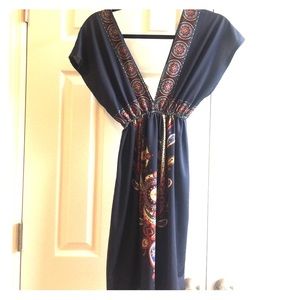 Navy blue printed dress!!! 👗