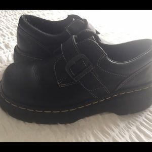 Dr. Martens Black Leather Side Buckle Oxfords