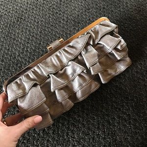 BEBE zipper ruffle clutch