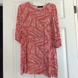 Pink Peach Palm Patterned Spring Dress