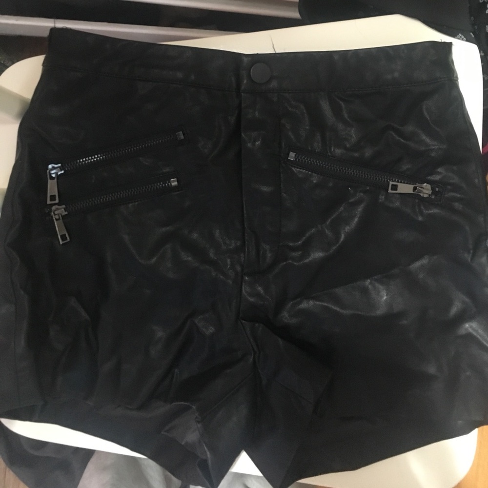 Black leather shorts