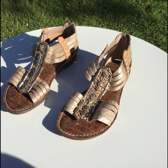 Sam Edelman Shoes - Sam Edelman Gladiator Sandals Shoes Gold Leather 5