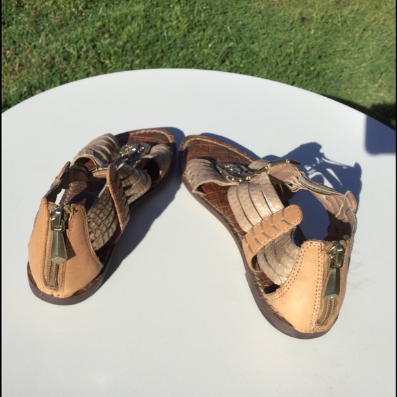 Sam Edelman Gladiator Sandals Shoes Gold Leather 5 - Picture 3 of 7