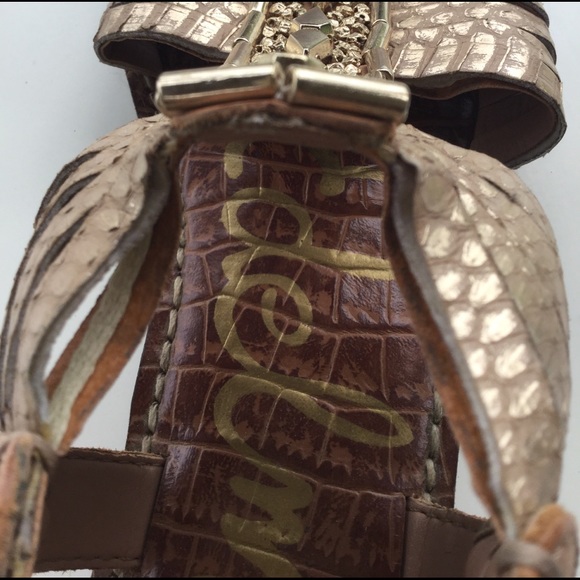 Sam Edelman Gladiator Sandals Shoes Gold Leather 5 - Picture 6 of 7