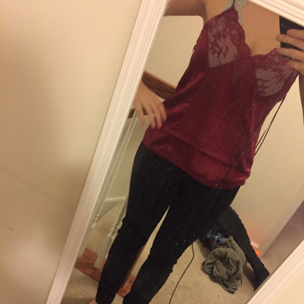 Wine colored lace tank!