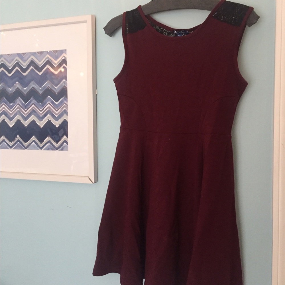 Burgundy Laced Skater Dress