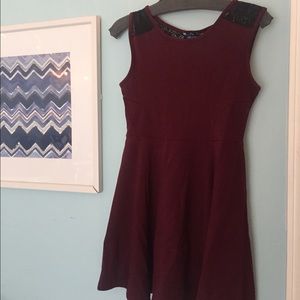 Burgundy Laced Skater Dress
