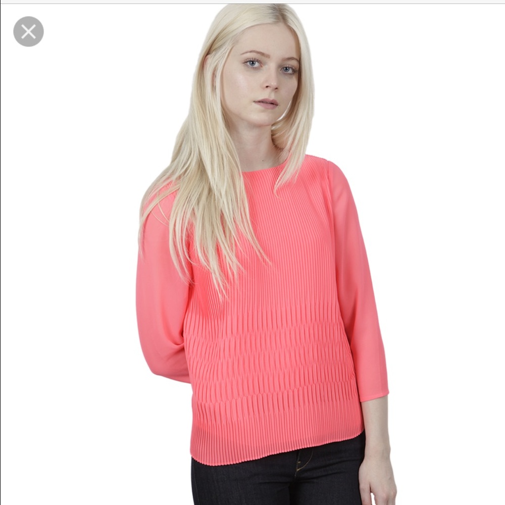 Ted Baker pleated pink silk top, like new!