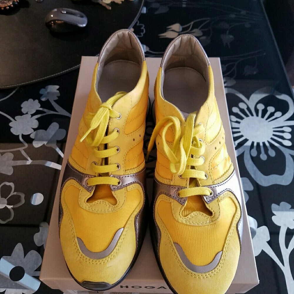 Hogan yellow and silver sneakers